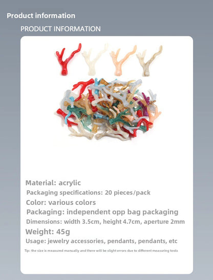 Acrylic Resin Coral Branch Antlers Ancient Style Hair Accessories Necklace Jewelry Accessories Pendant Suitable For DIY Handmade