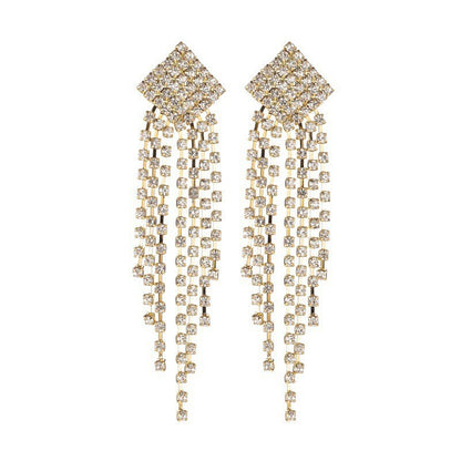 Long Tassel Earrings For Women Super Shiny Butterfly Heart-shaped Rhinestone Pendant Stud Earrings Shiny Jewelry