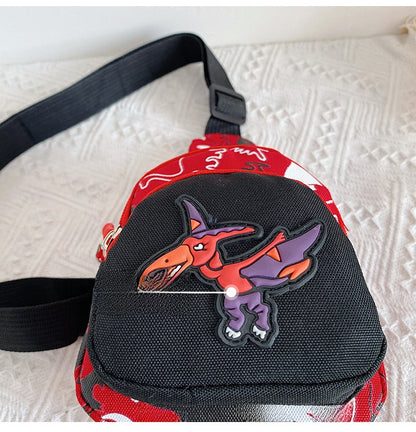 Unisex Bear Square Canvas Fanny Pack With Tassel And Sling Strap, Kids Shoulder Bag