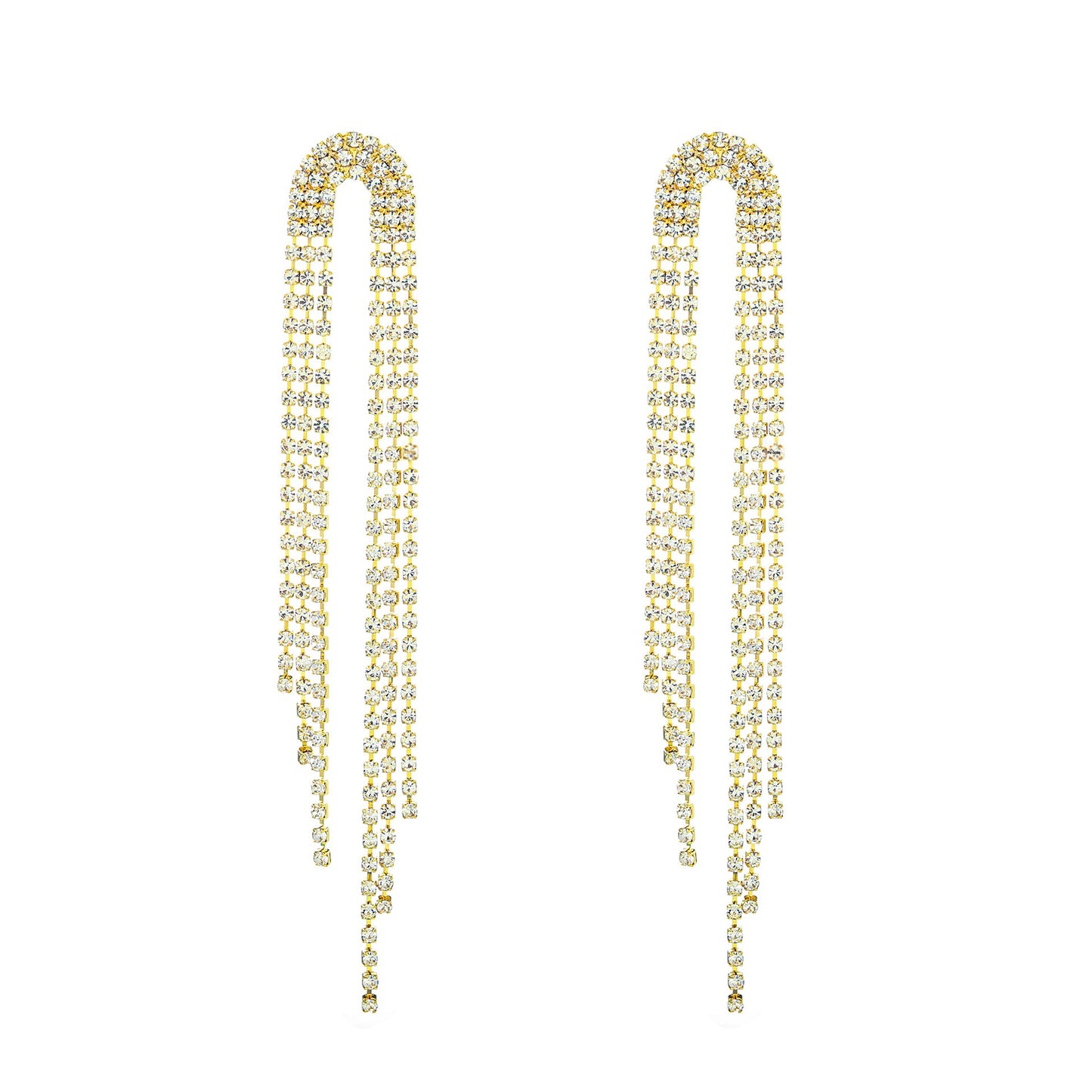 Long Tassel Earrings For Women Super Shiny Butterfly Heart-shaped Rhinestone Pendant Stud Earrings Shiny Jewelry