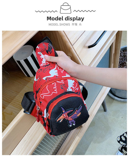 Unisex Bear Square Canvas Fanny Pack With Tassel And Sling Strap, Kids Shoulder Bag