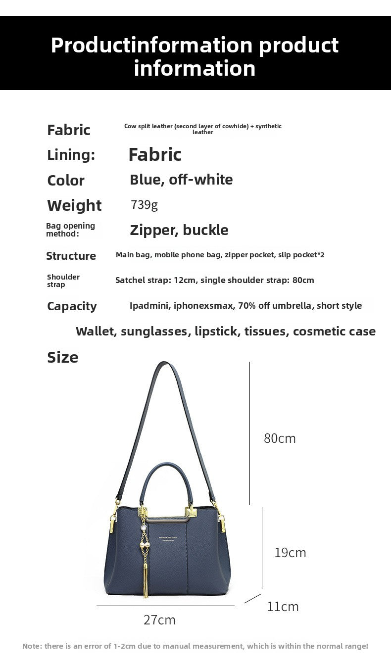 Square Genuine Leather Shoulder Bag For Women, Stylish And Durable Handbag