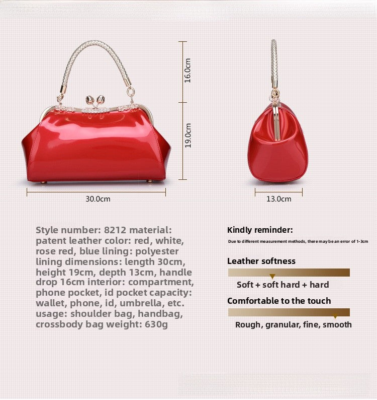 Square Shoulder Bag For Women In Patent Leather Featuring Elegant Design