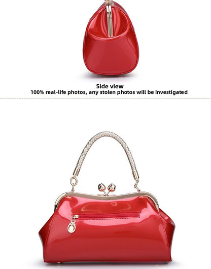 Square Shoulder Bag For Women In Patent Leather Featuring Elegant Design