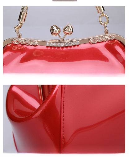 Square Shoulder Bag For Women In Patent Leather Featuring Elegant Design