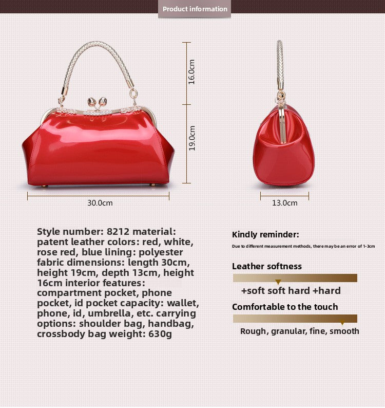 Square Shoulder Bag For Women In Patent Leather Featuring Elegant Design