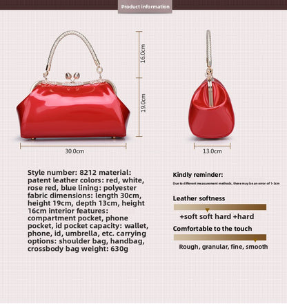 Square Shoulder Bag For Women In Patent Leather Featuring Elegant Design