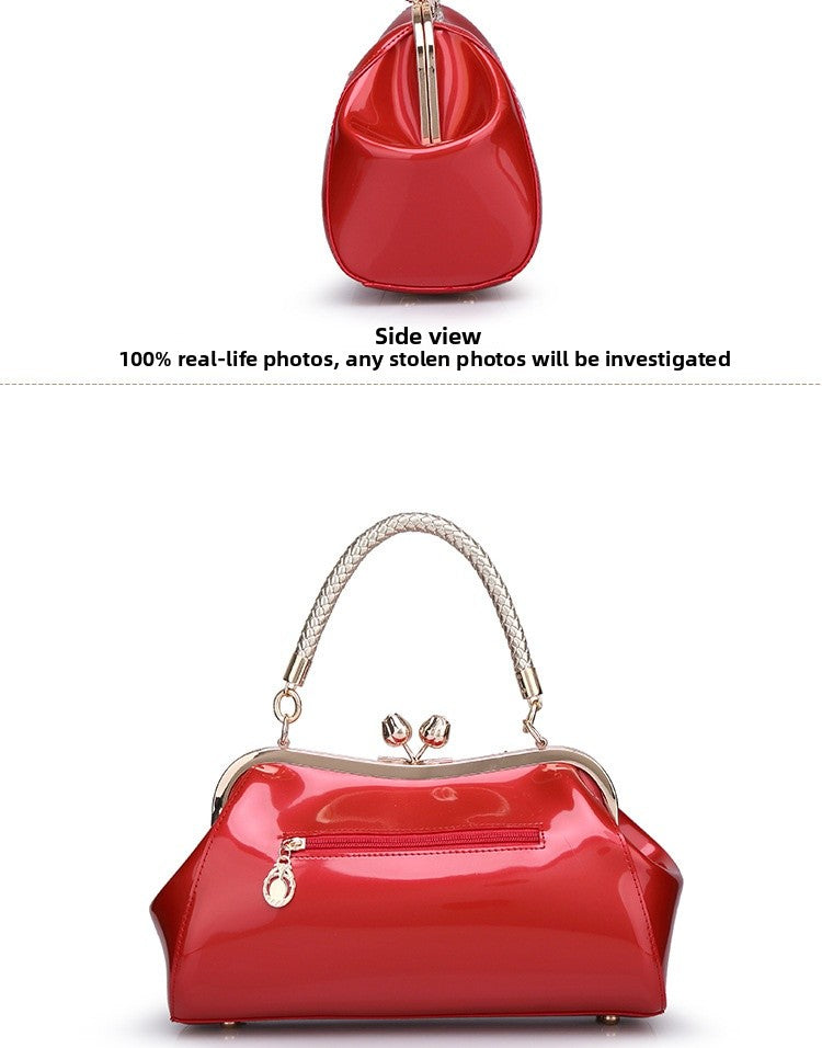 Square Shoulder Bag For Women In Patent Leather Featuring Elegant Design