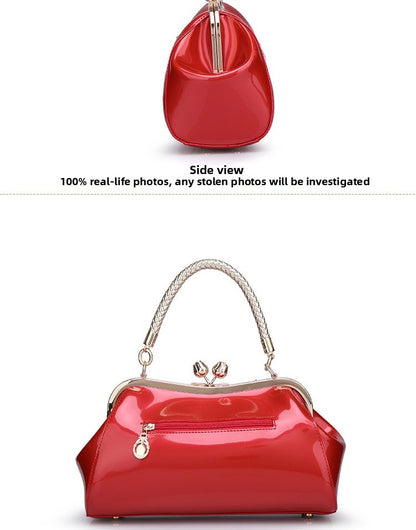 Square Shoulder Bag For Women In Patent Leather Featuring Elegant Design