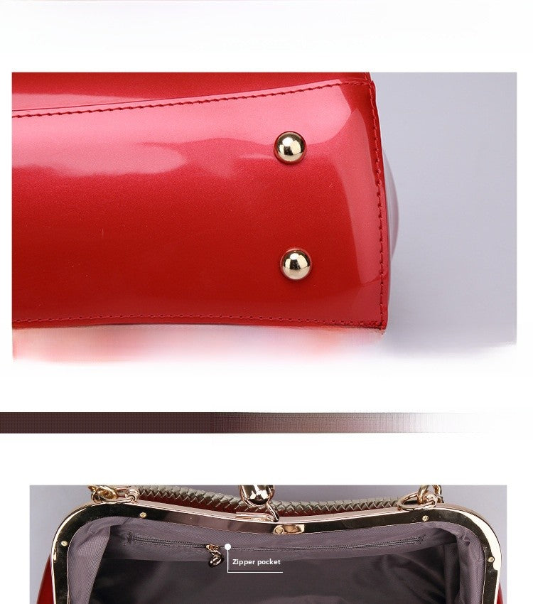 Square Shoulder Bag For Women In Patent Leather Featuring Elegant Design