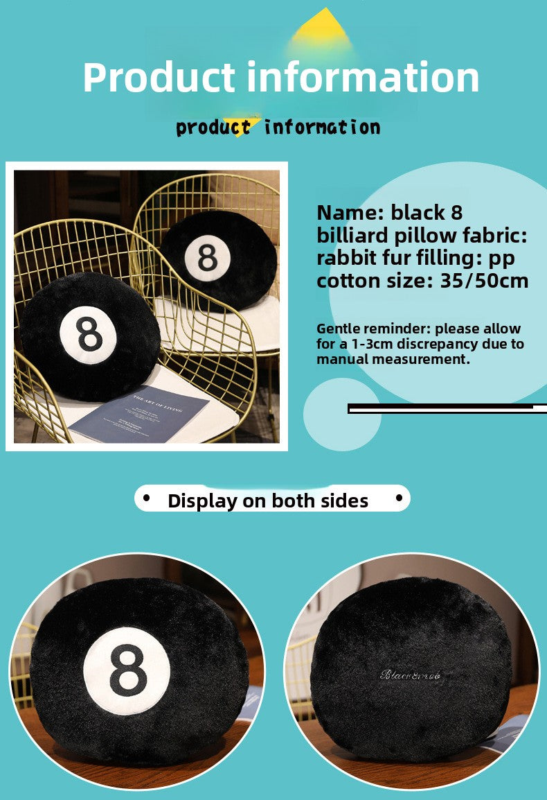 Billiards Stuffed Animal Plush Toy Made With Soft PP Cotton In Dyed Black Color