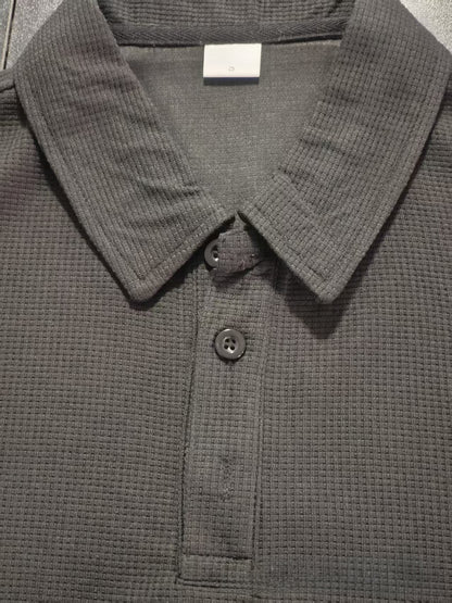 Solid Color Casual Long Sleeve Men's T-Shirt In Polyester With Standing Collar For Spring