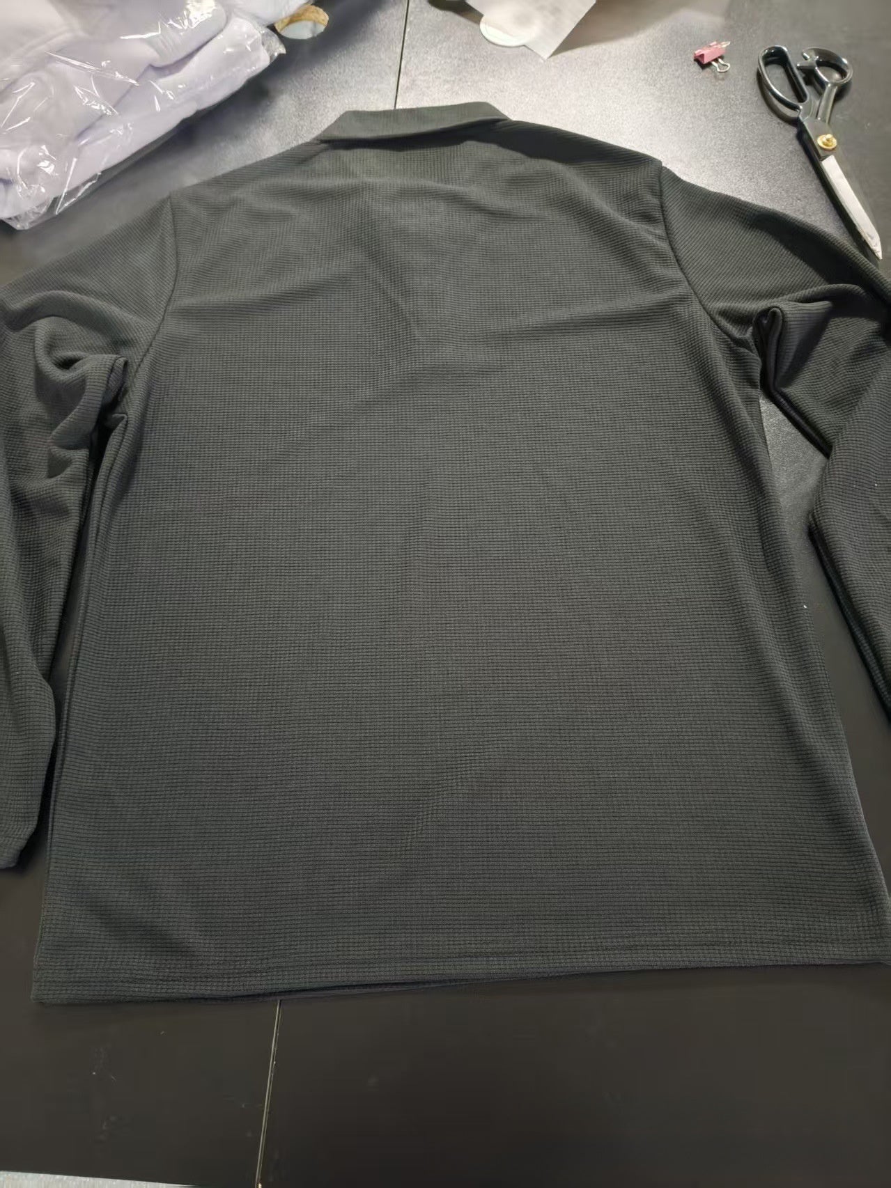 Solid Color Casual Long Sleeve Men's T-Shirt In Polyester With Standing Collar For Spring