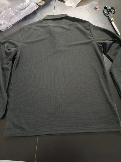 Solid Color Casual Long Sleeve Men's T-Shirt In Polyester With Standing Collar For Spring