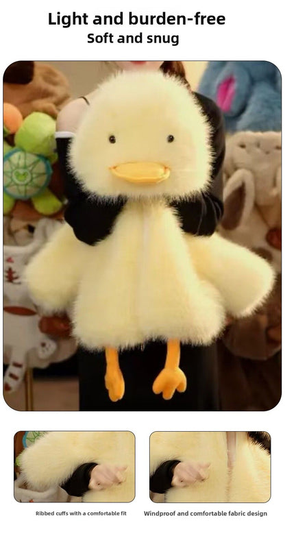 Polyester Kids Faux Fur Coat In Yellow With Cowl Neck And Long Sleeves, Perfect For Winter