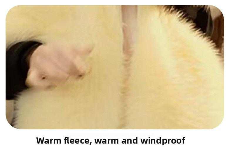 Polyester Kids Faux Fur Coat In Yellow With Cowl Neck And Long Sleeves, Perfect For Winter