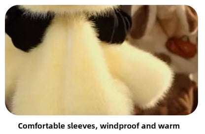Polyester Kids Faux Fur Coat In Yellow With Cowl Neck And Long Sleeves, Perfect For Winter