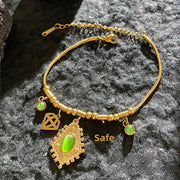 Gold - Green Cat’s Eye Diamond Bracelet