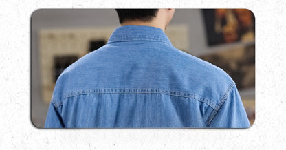 Half Sleeve Cotton Blouse For Men With Lapel Collar, Loose Fit And Regular Length