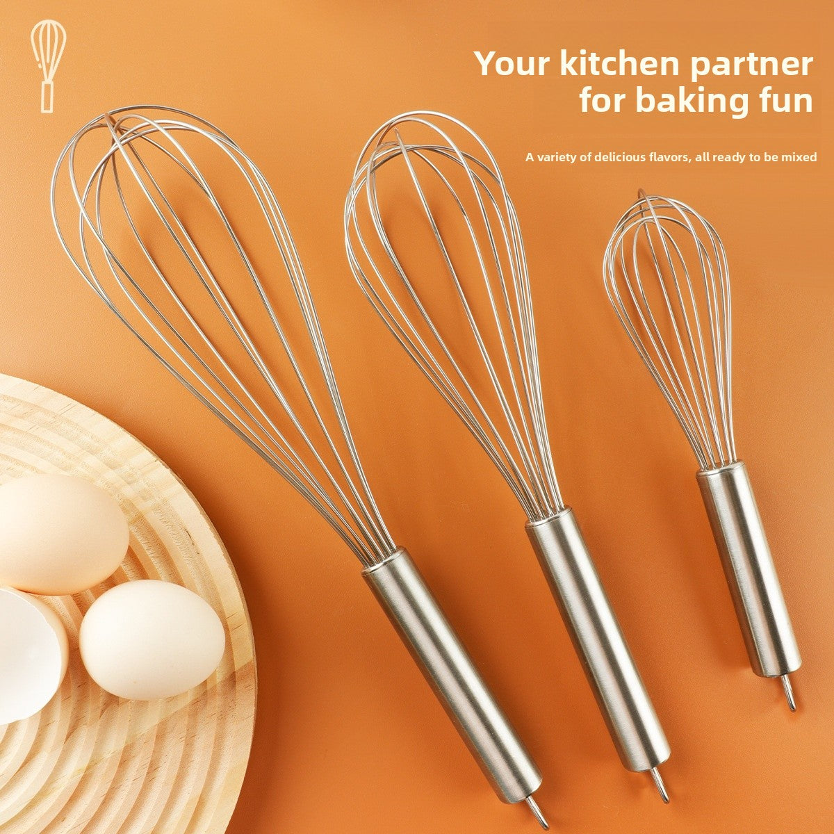 304 Stainless Steel Bakeware Manual Egg Beater For Kitchen And Cooking
