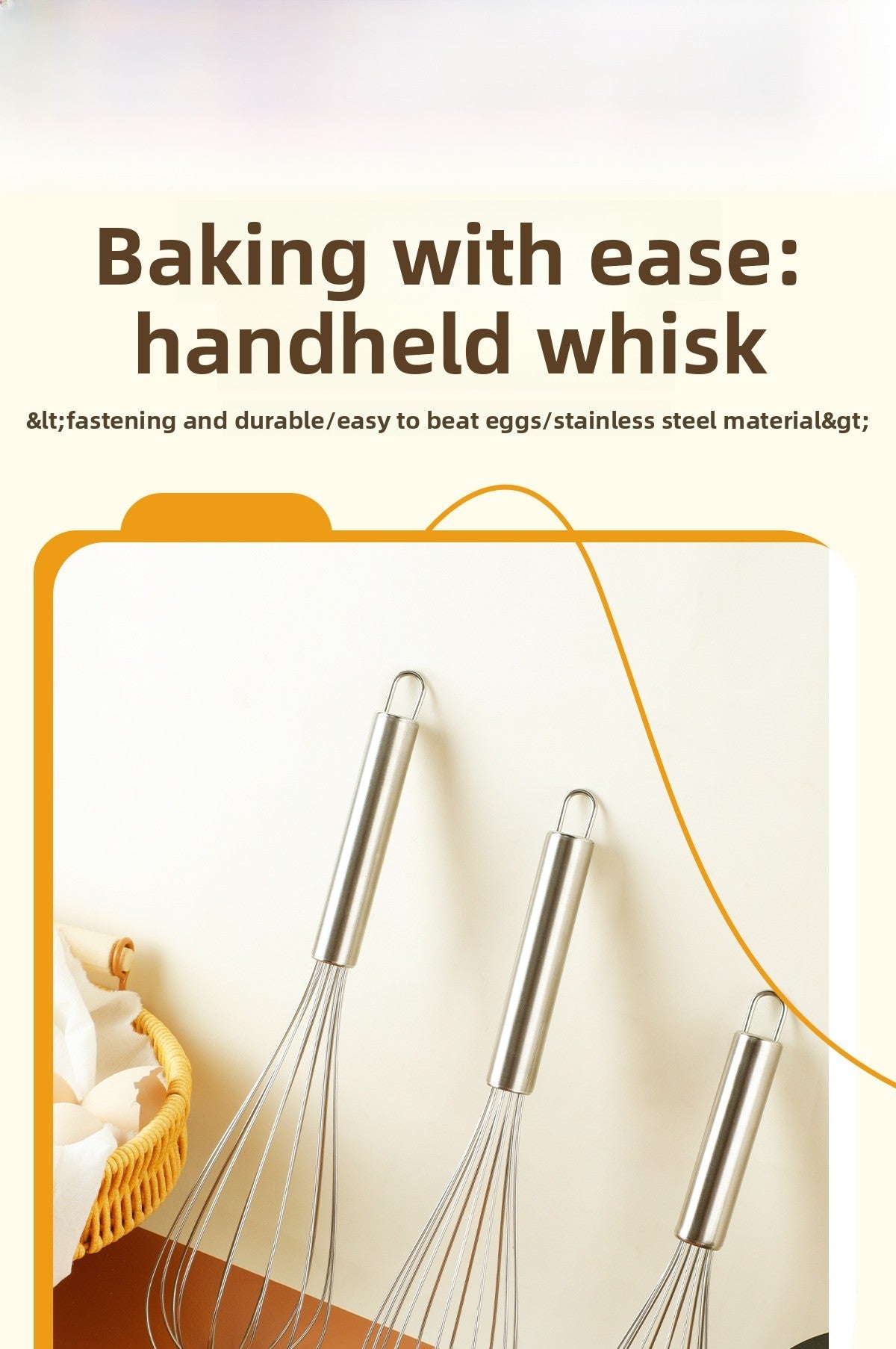 304 Stainless Steel Bakeware Manual Egg Beater For Kitchen And Cooking