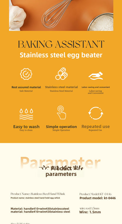 304 Stainless Steel Bakeware Manual Egg Beater For Kitchen And Cooking