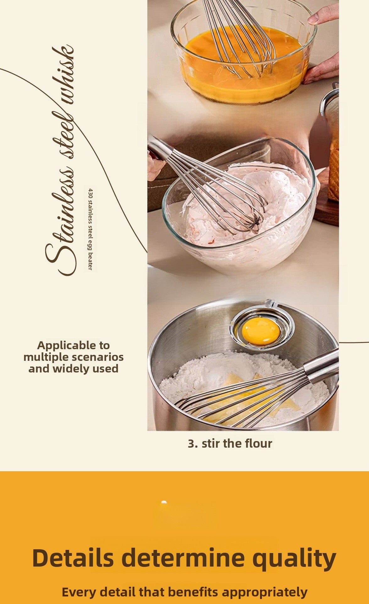 304 Stainless Steel Bakeware Manual Egg Beater For Kitchen And Cooking