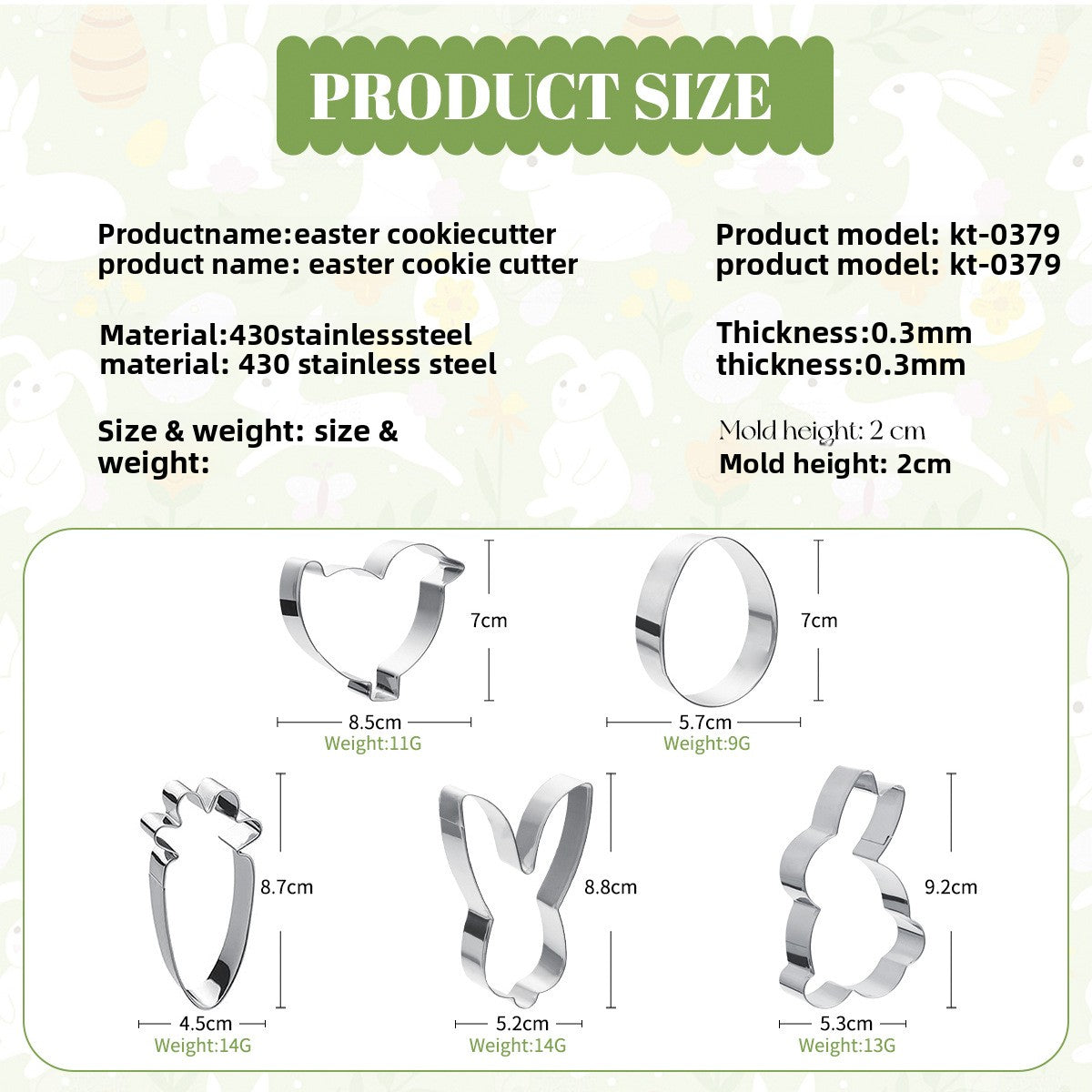 Easter Cookie Cutter Made Of Durable 304 Stainless Steel For Festive Baking