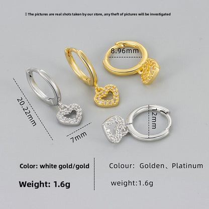Heart Hoops Earrings For Women Featuring Heart Shape Design In Copper Material With New Style And Golden Tassel Accents