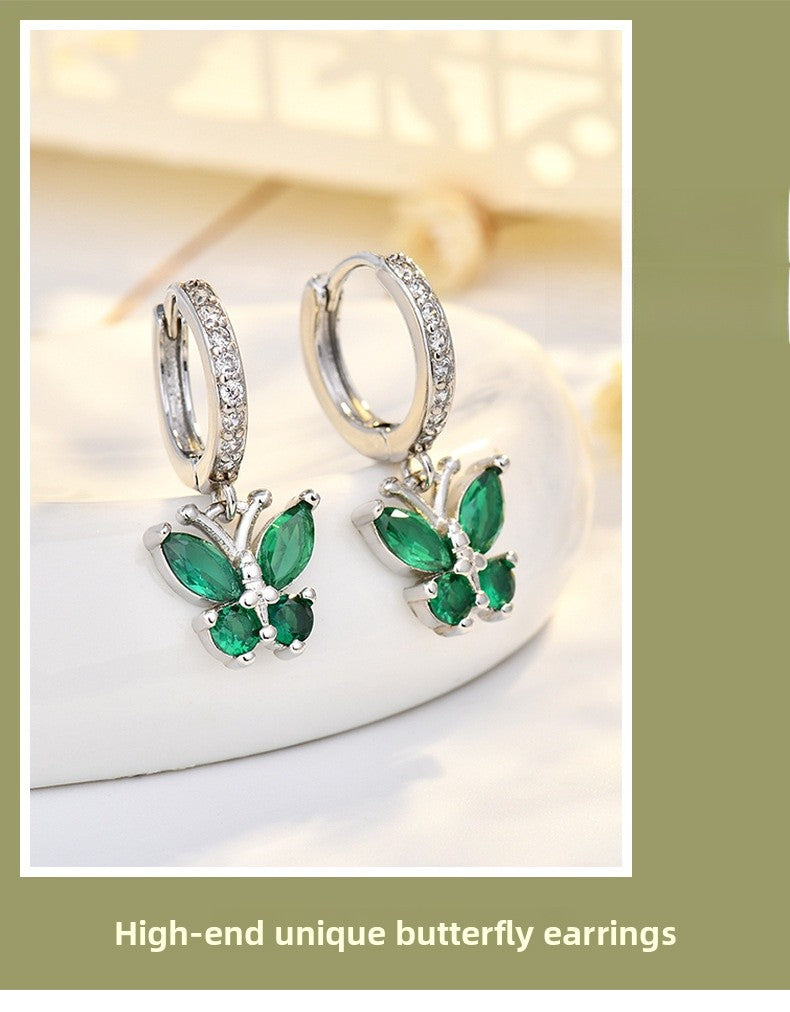New Style Butterfly Earrings With Copper Material And Zircon Inlay