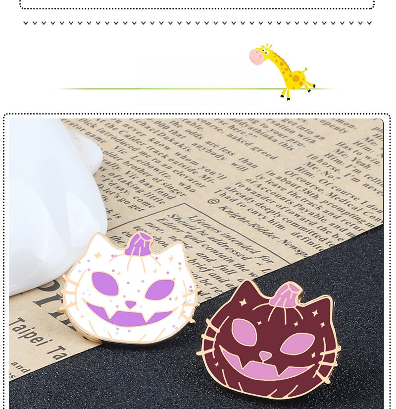 Pumpkin Pin Brooch In Alloy Featuring A Monster Fruit Design