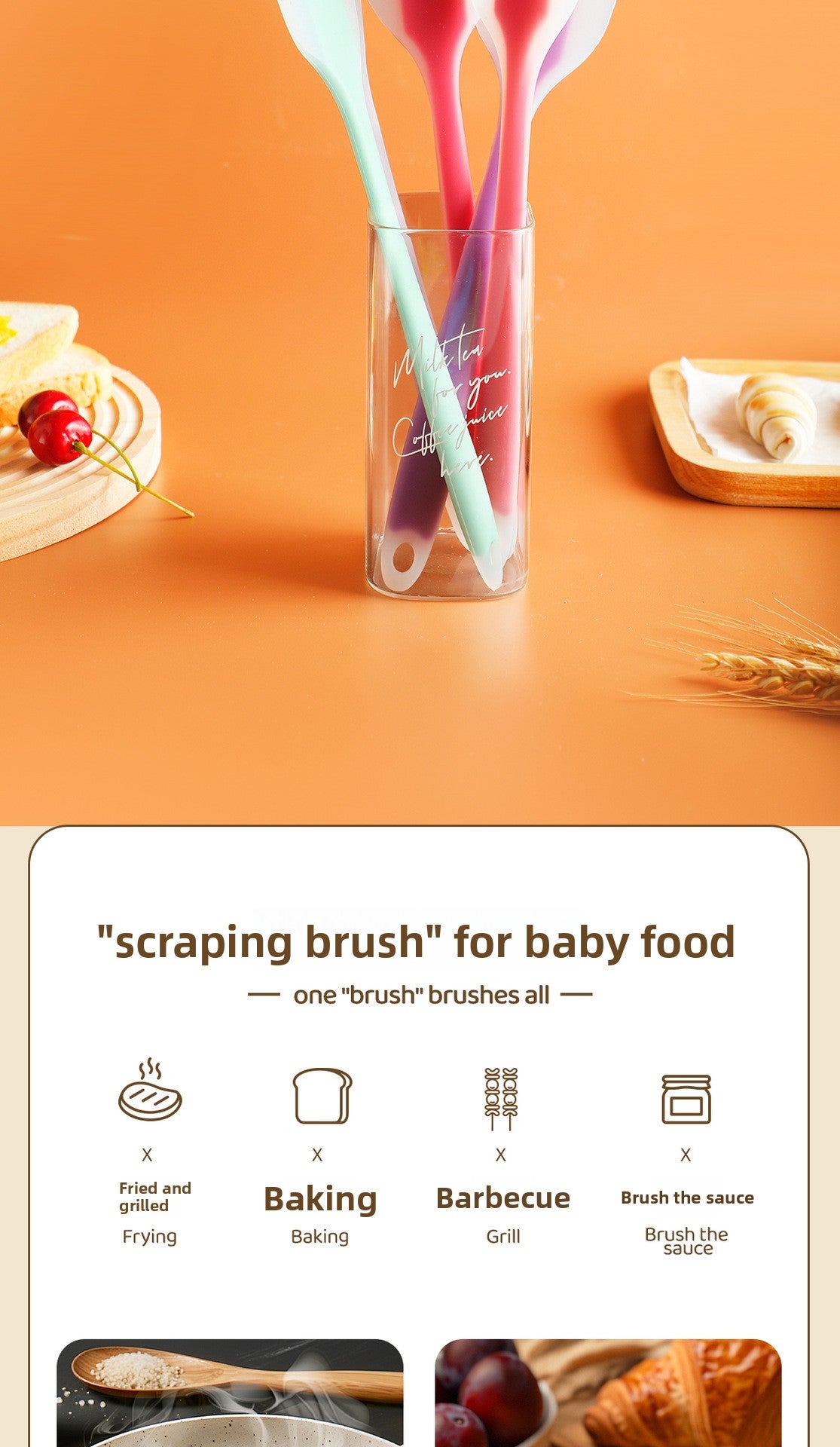 Silica Gel Baking Scraper For Kitchen And Cooking Use, Durable And Flexible Silicone Tool