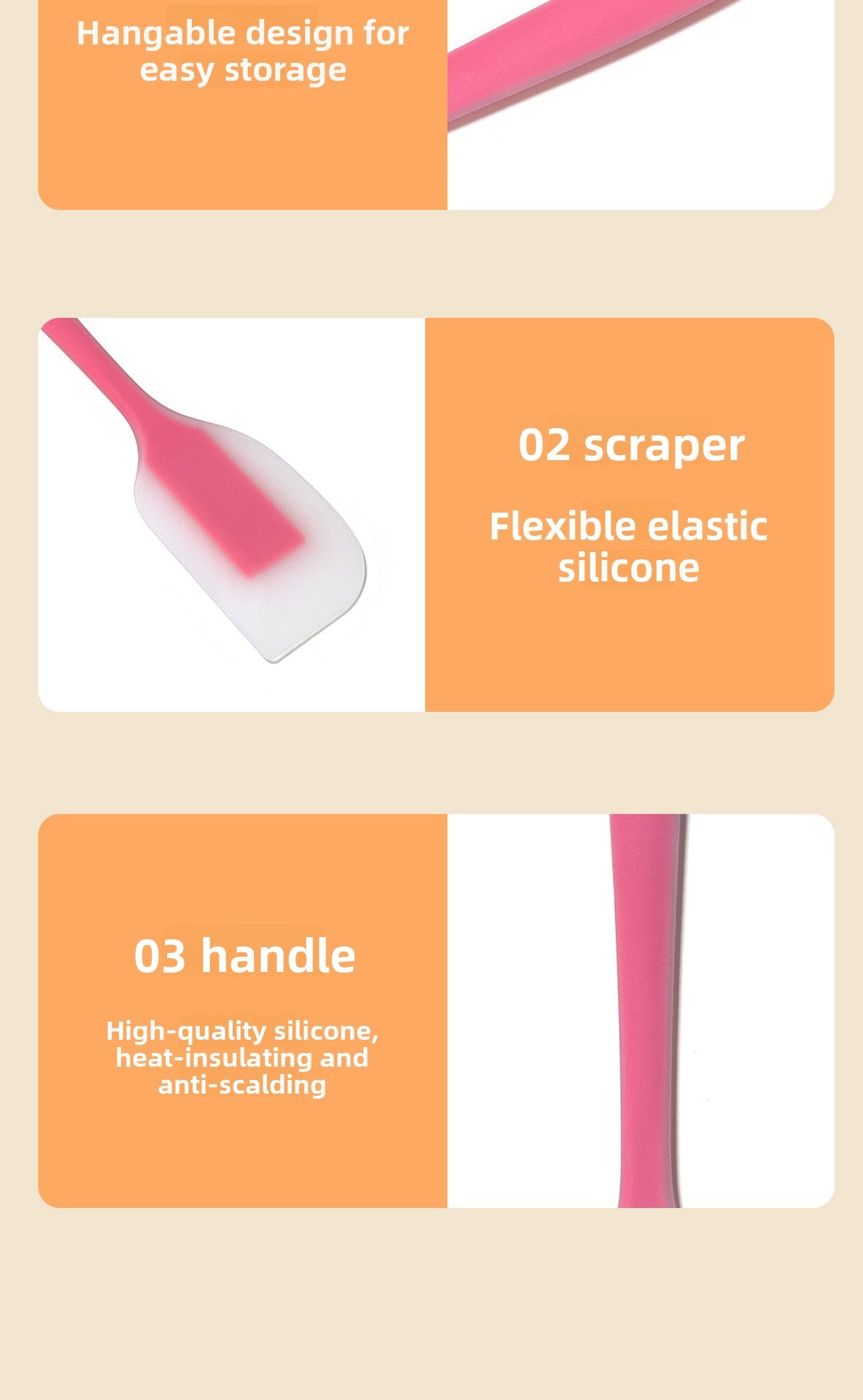 Silica Gel Baking Scraper For Kitchen And Cooking Use, Durable And Flexible Silicone Tool