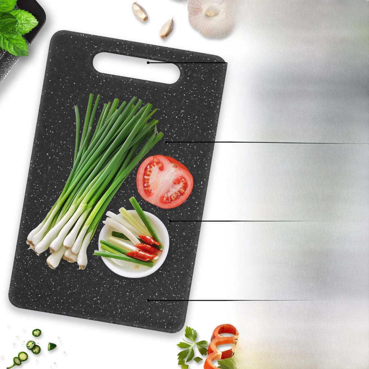 Marble Pattern Plastic Chopping Board For Kitchen Use, Durable And Lightweight Cutting Board