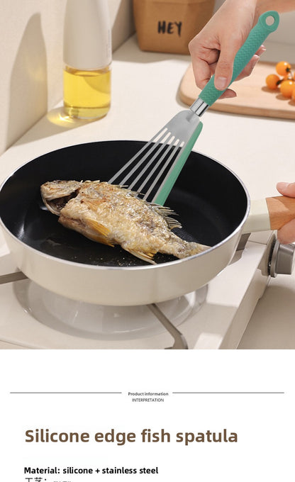 Butterfly Sector Cooking Spoon And Spatula Set Made Of Durable Silica Gel With Wooden Handles