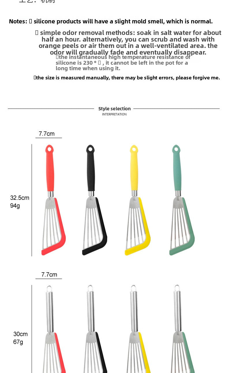 Butterfly Sector Cooking Spoon And Spatula Set Made Of Durable Silica Gel With Wooden Handles