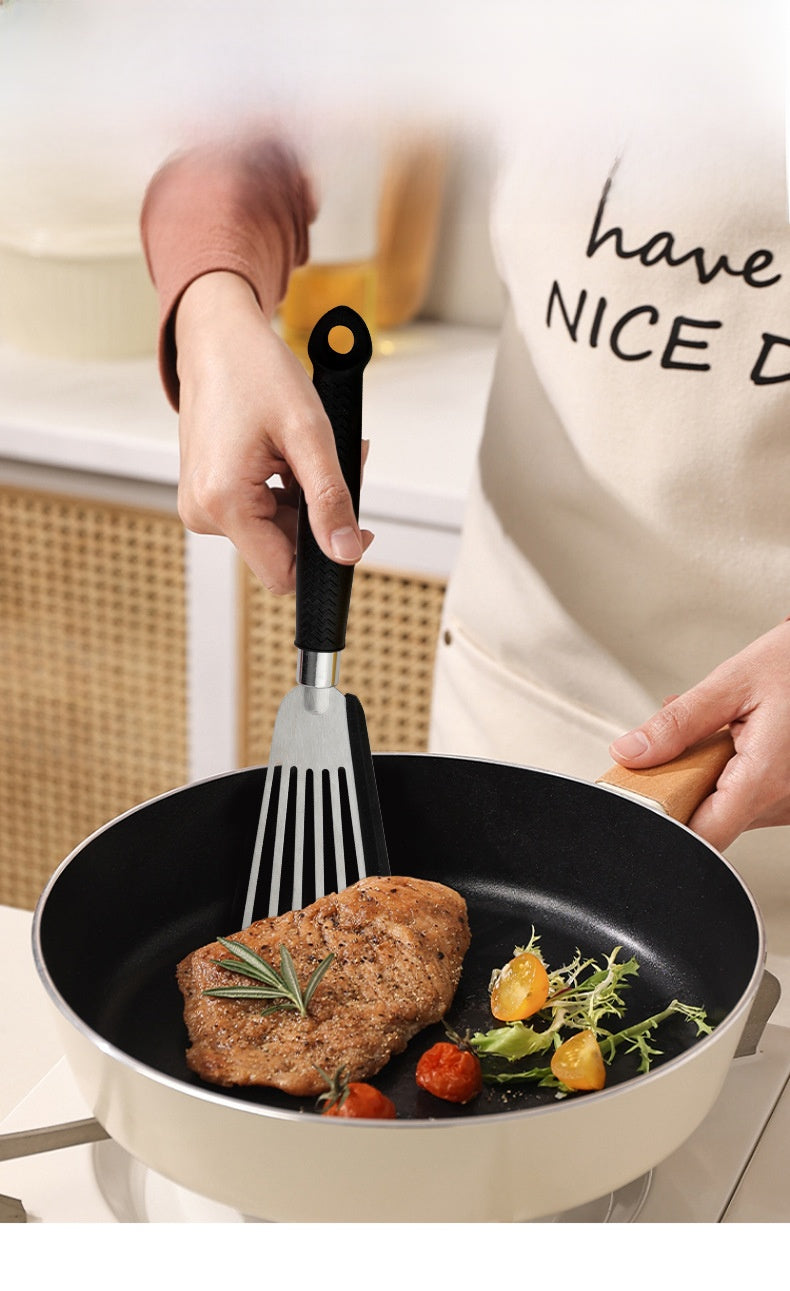 Butterfly Sector Cooking Spoon And Spatula Set Made Of Durable Silica Gel With Wooden Handles