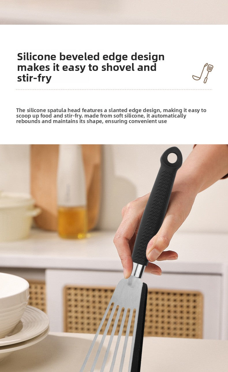 Butterfly Sector Cooking Spoon And Spatula Set Made Of Durable Silica Gel With Wooden Handles