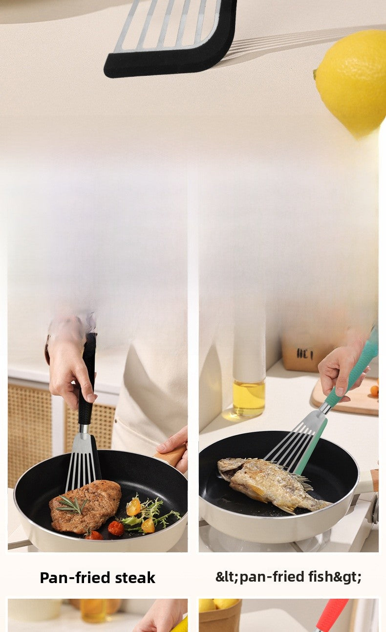 Butterfly Sector Cooking Spoon And Spatula Set Made Of Durable Silica Gel With Wooden Handles