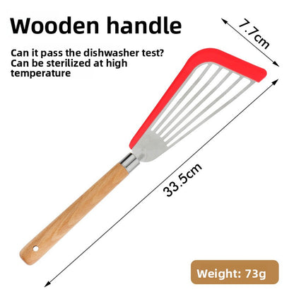 Butterfly Sector Cooking Spoon And Spatula Set Made Of Durable Silica Gel With Wooden Handles