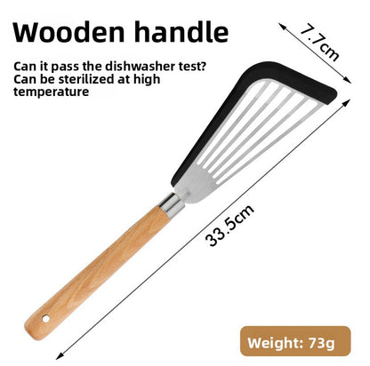 Butterfly Sector Cooking Spoon And Spatula Set Made Of Durable Silica Gel With Wooden Handles