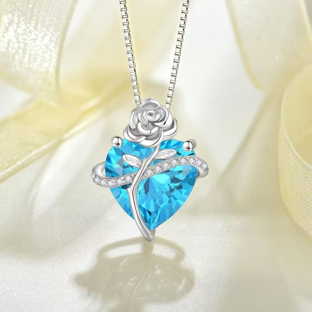 Heart Shape Pendant Necklace For Unisex Featuring 925 Sterling Silver In Light Purple