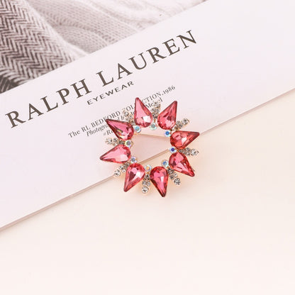 Flower Crystal Sun Pin Brooch In White, Elegant Jewelry Accessory