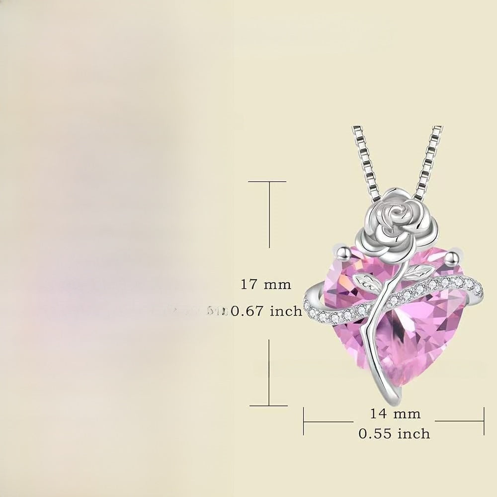 Heart Shape Pendant Necklace For Unisex Featuring 925 Sterling Silver In Light Purple