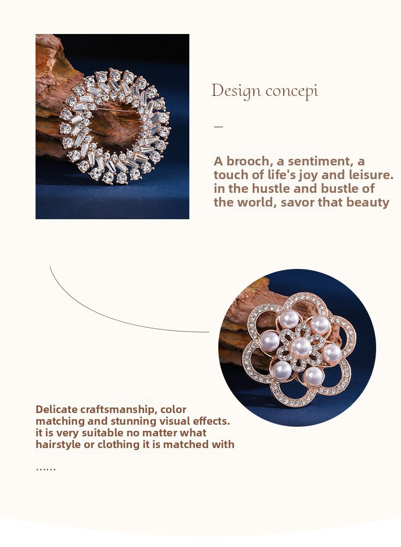 Elegant Flower Pearl Pin Brooch, Perfect Christmas Accessory With Delicate Floral Design