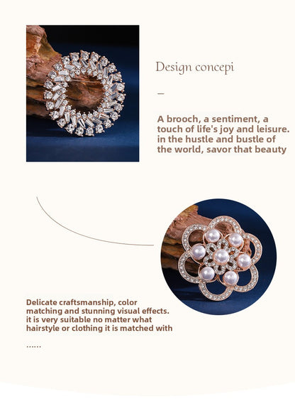 Elegant Flower Pearl Pin Brooch, Perfect Christmas Accessory With Delicate Floral Design
