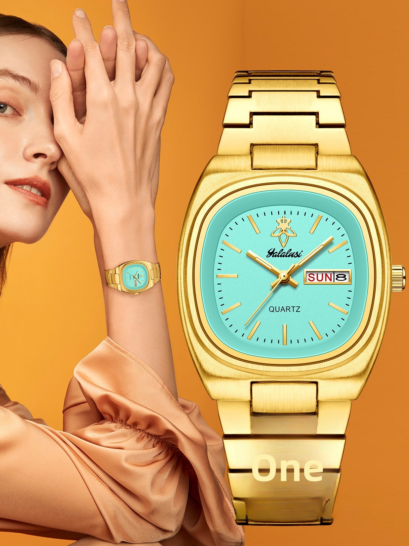 Women’s Quartz Watch With Tempered Glass, Square Dial, Steel Strap, Number Display, Butterfly Double Snap Buckle Golden