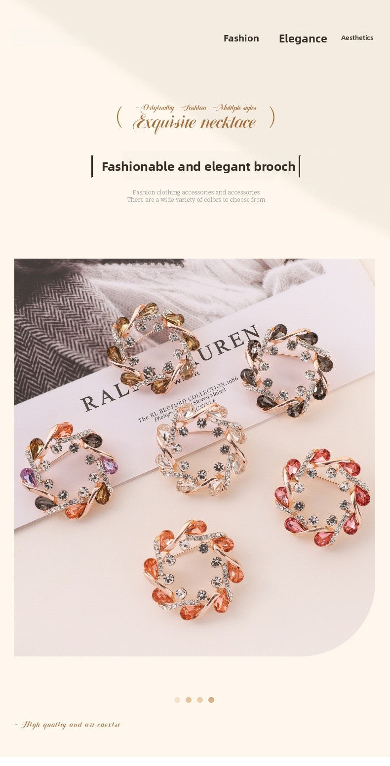 Flower Crystal Sun Pin Brooch In White, Elegant Jewelry Accessory