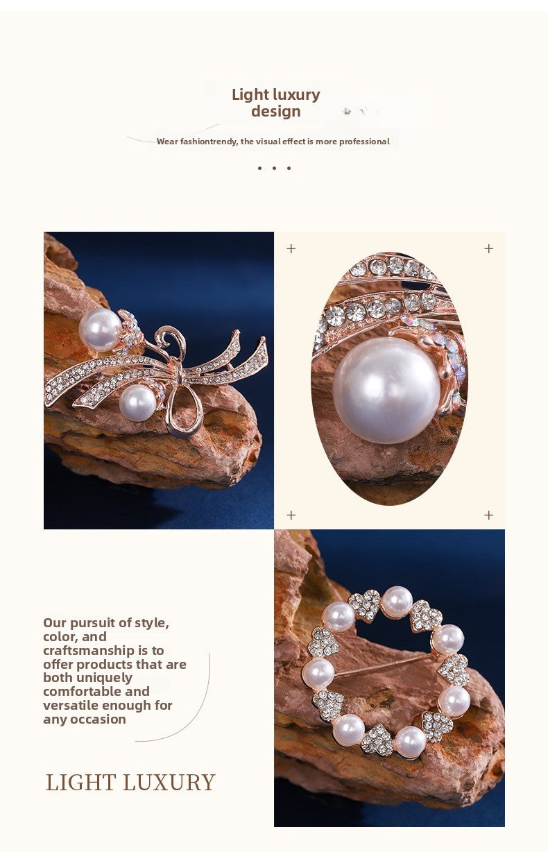 Elegant Flower Pearl Pin Brooch, Perfect Christmas Accessory With Delicate Floral Design
