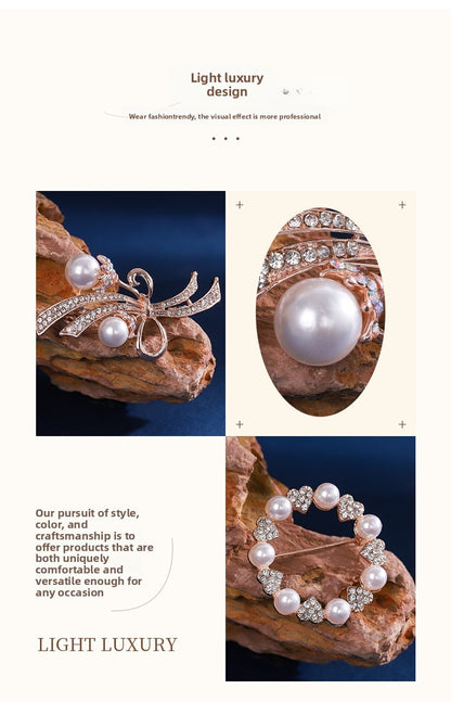 Elegant Flower Pearl Pin Brooch, Perfect Christmas Accessory With Delicate Floral Design